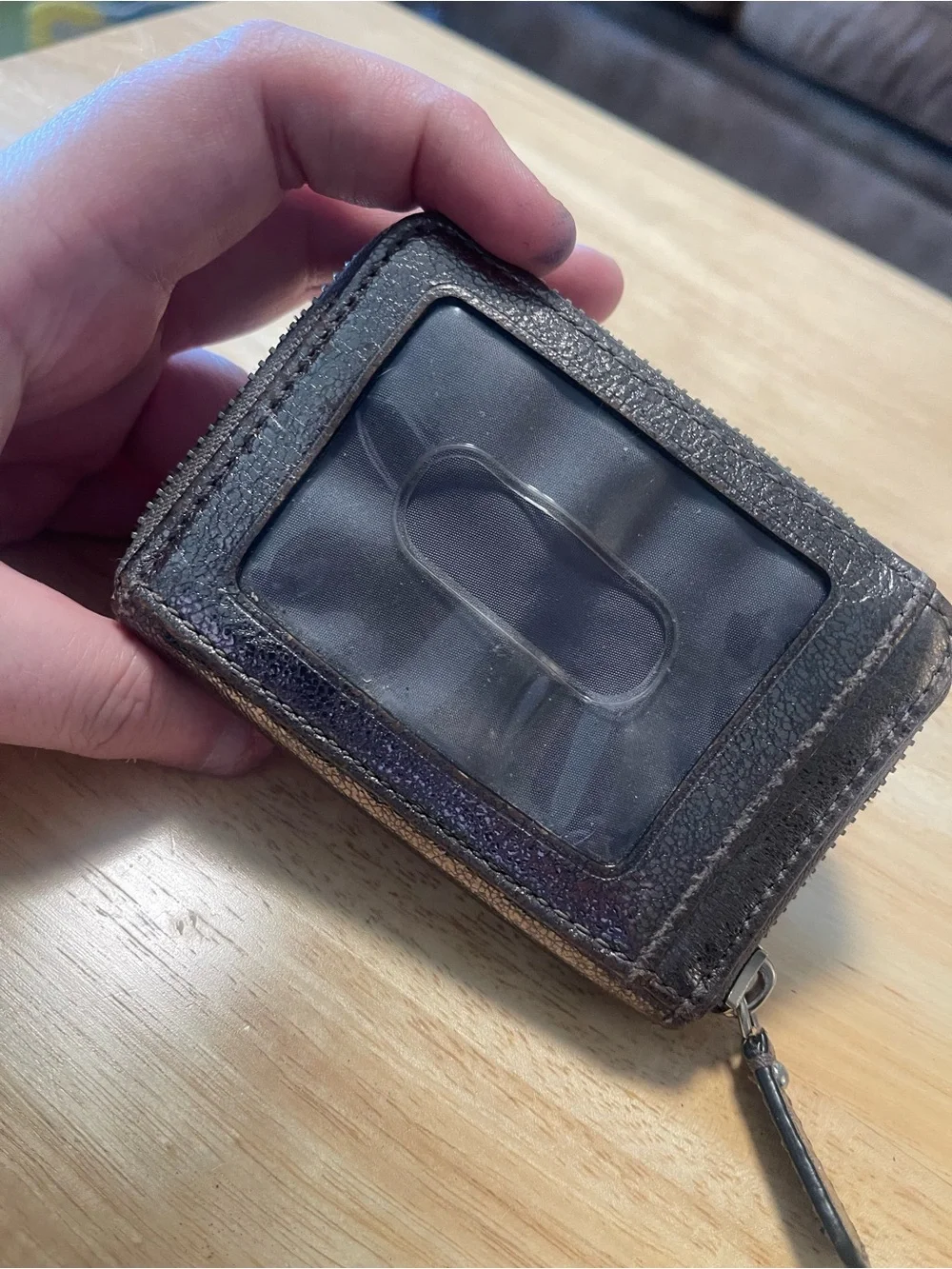Vintage Coach Coin Zippy Bag With Handle. Silver Metallic